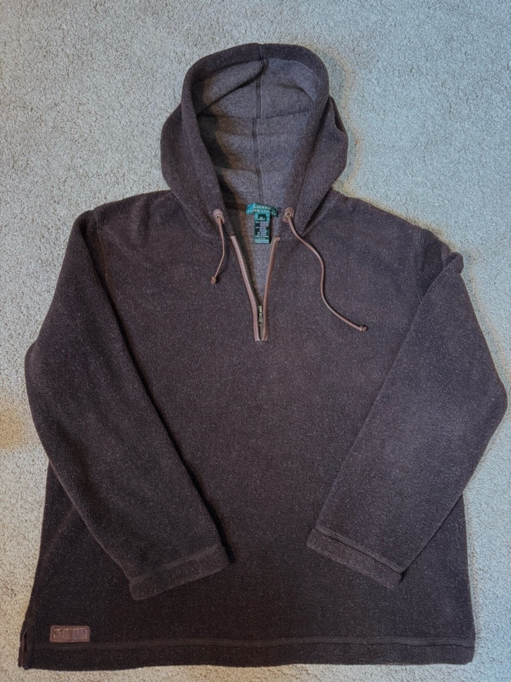 Lauren Ralph Lauren Women's Quarter-Zip Hooded Pullover - Dark Brown